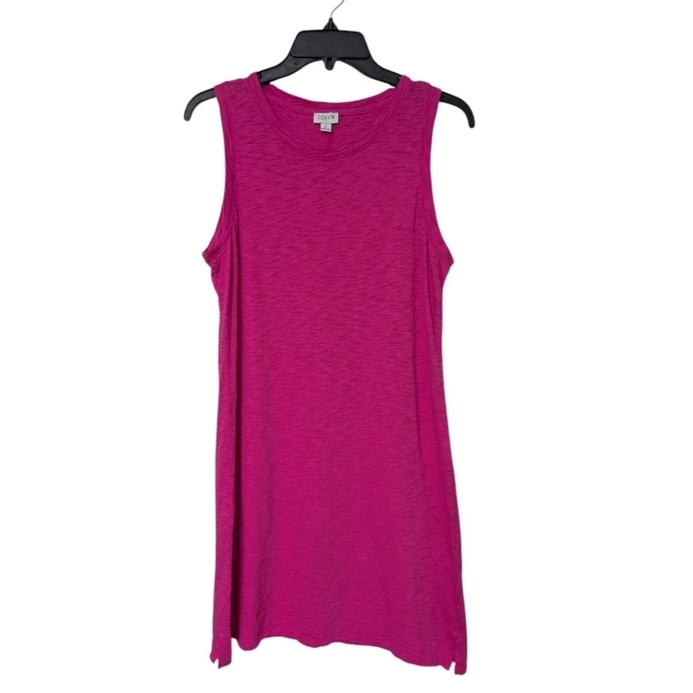 J. Crew Factory Vivid Pink Sleeveless Mini Casual Cotton‎ Tank Dress Size Small